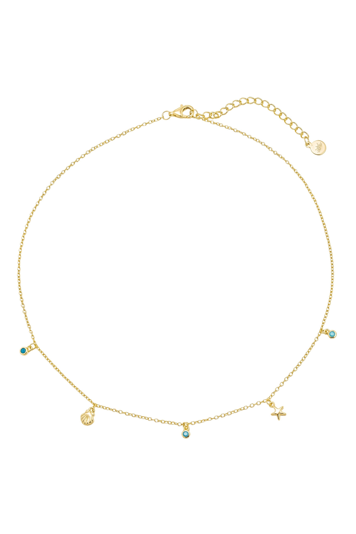 faux turquoise necklace. gold plated necklace