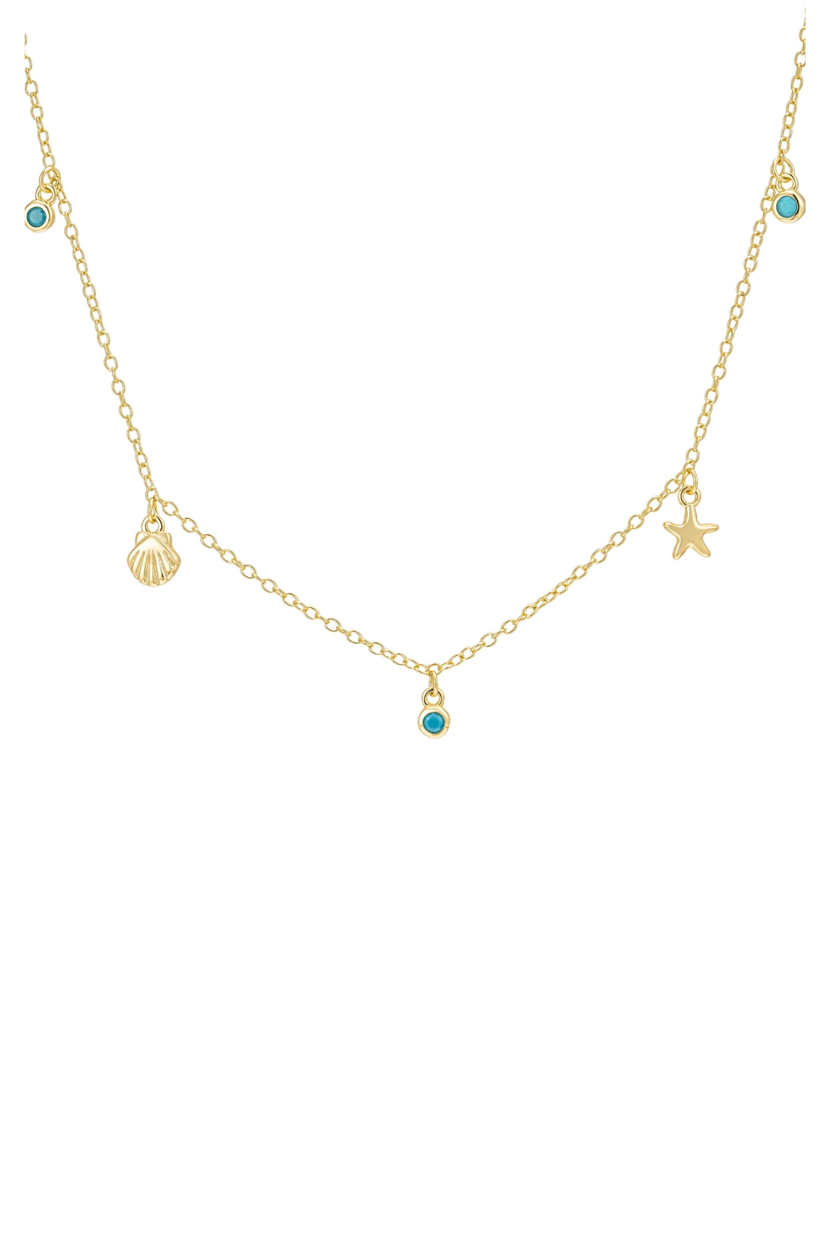 faux turquoise necklace. gold plated necklace