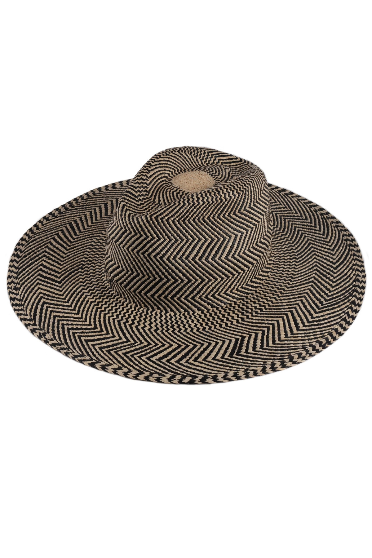 NATY Black & Natural Classic Large Brim Toquilla Straw Fedora Hat