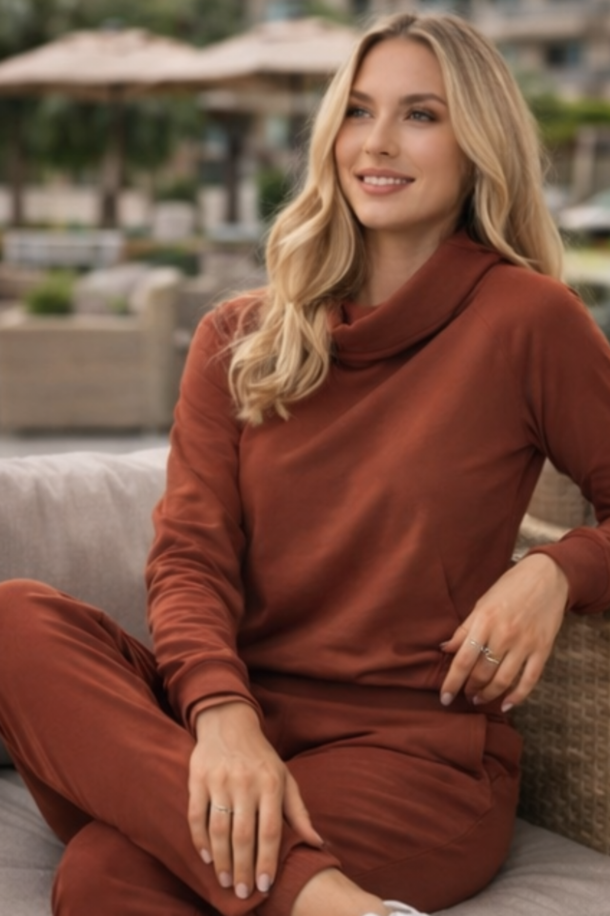 LUDI EXPRESSO Fleece Pullover Mock Neck Sweatshirt