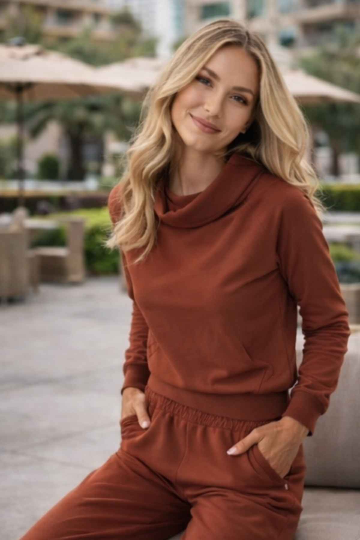 LUDI EXPRESSO Fleece Pullover Mock Neck Sweatshirt