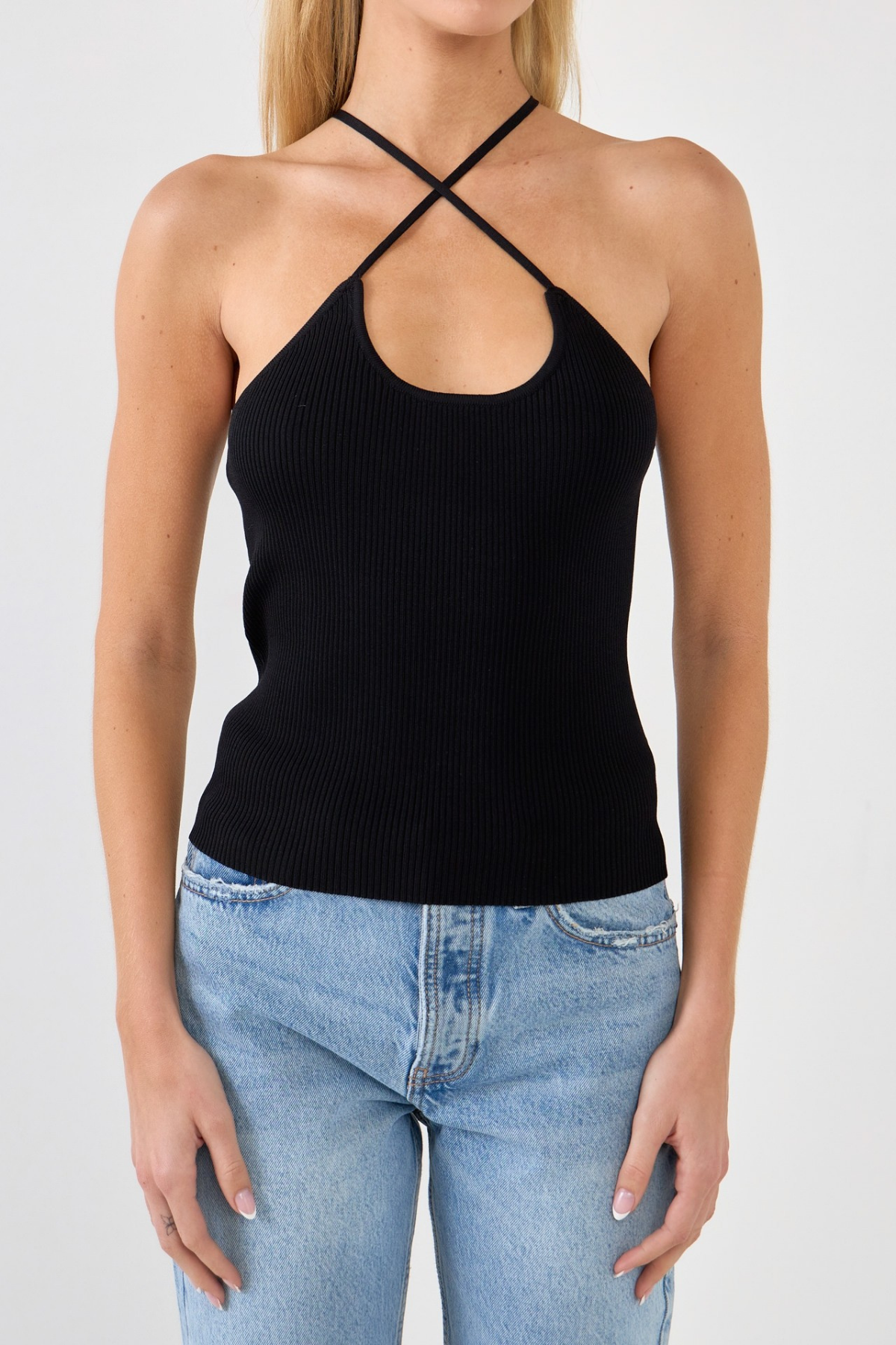 black rib tank criss crossover