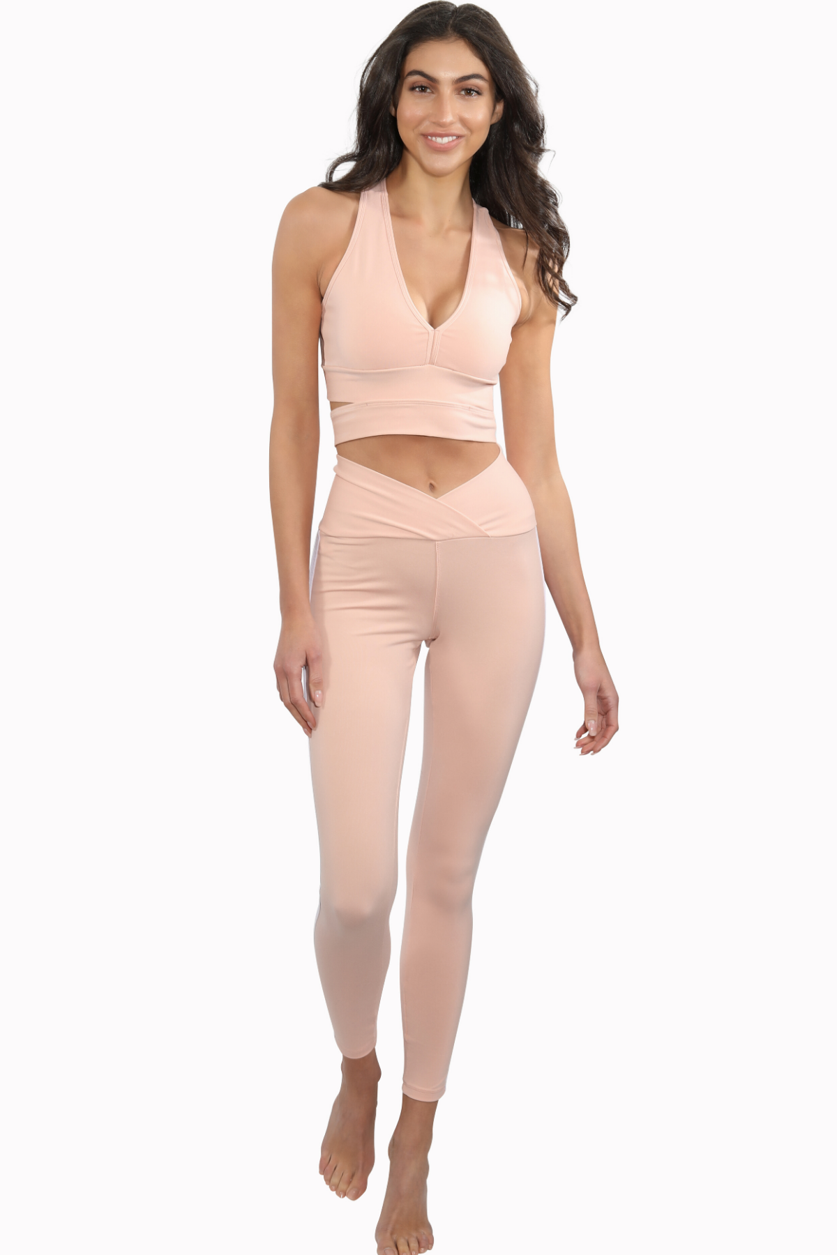 Peach Brazilian Activewear V Fold Legging w/ Stripes