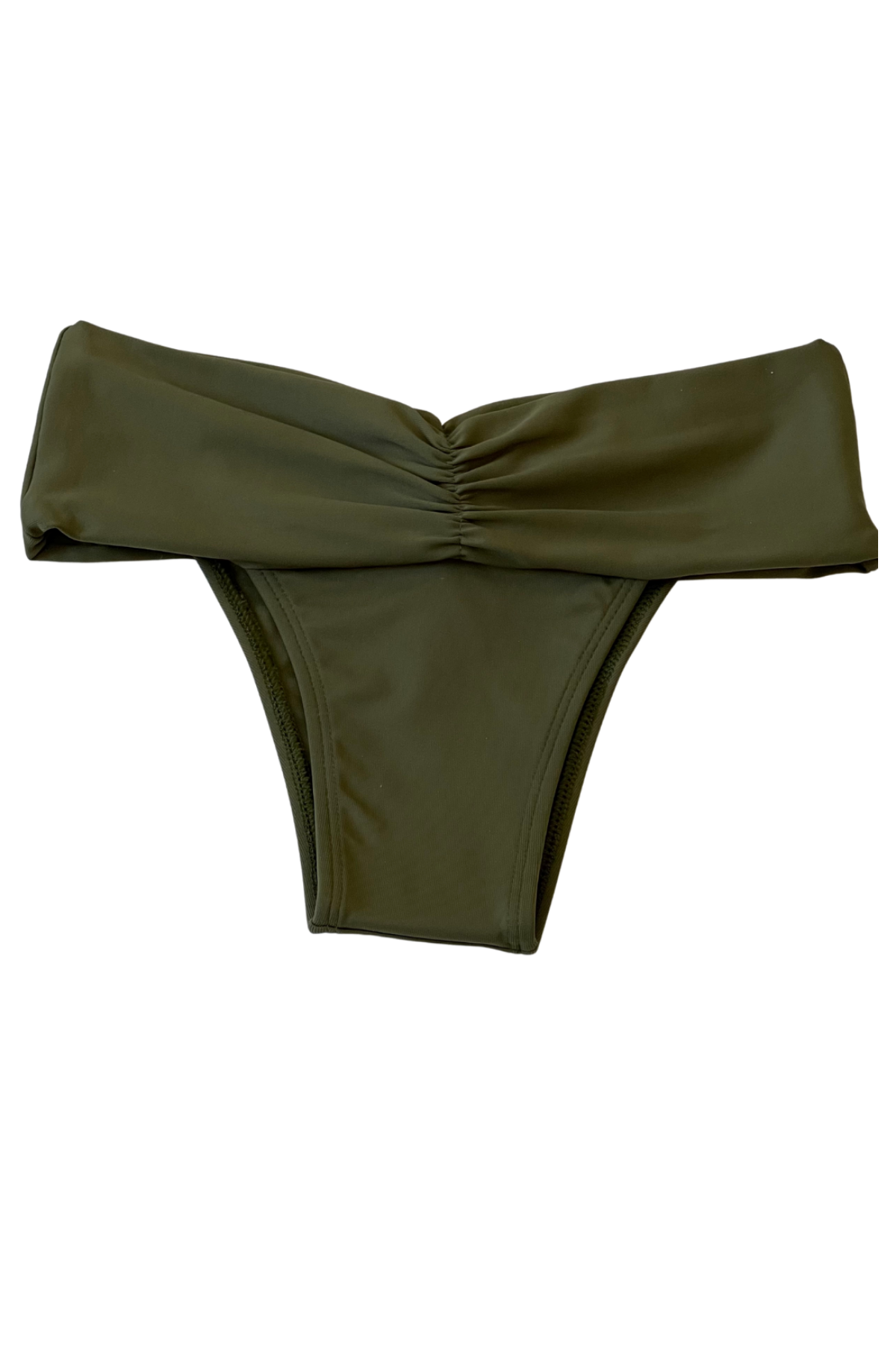 Brazilian ruched hipster bikini bottom army green