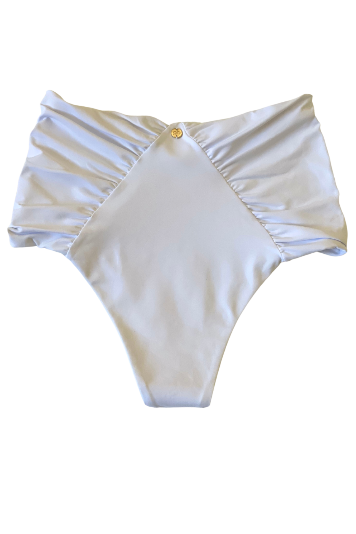white high waist side rushing bikini bottoms brazilian
