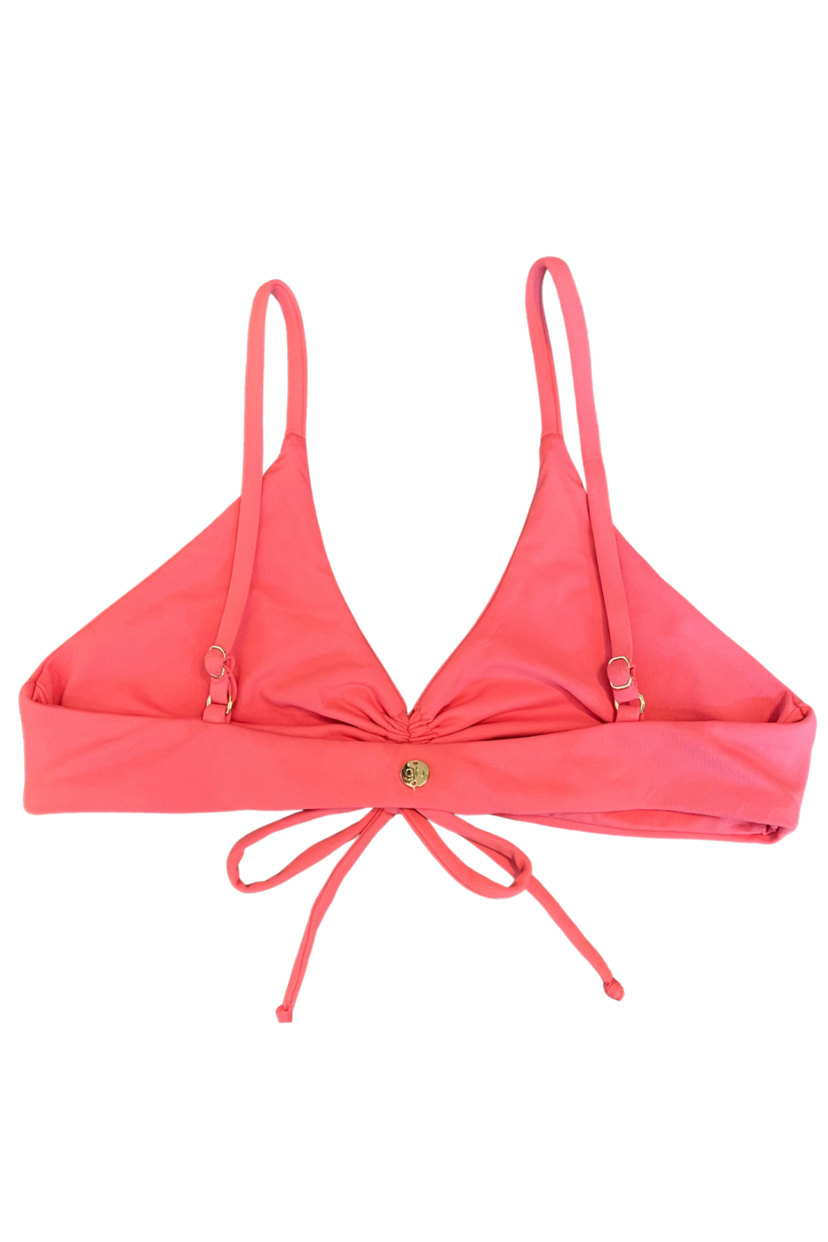 coral adjustable bikini top with drawstrings