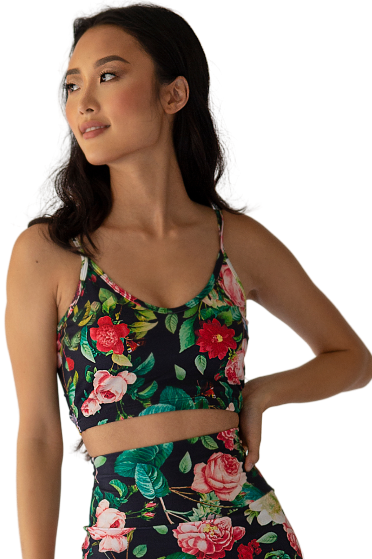 floral activewear tank top adjustable straps