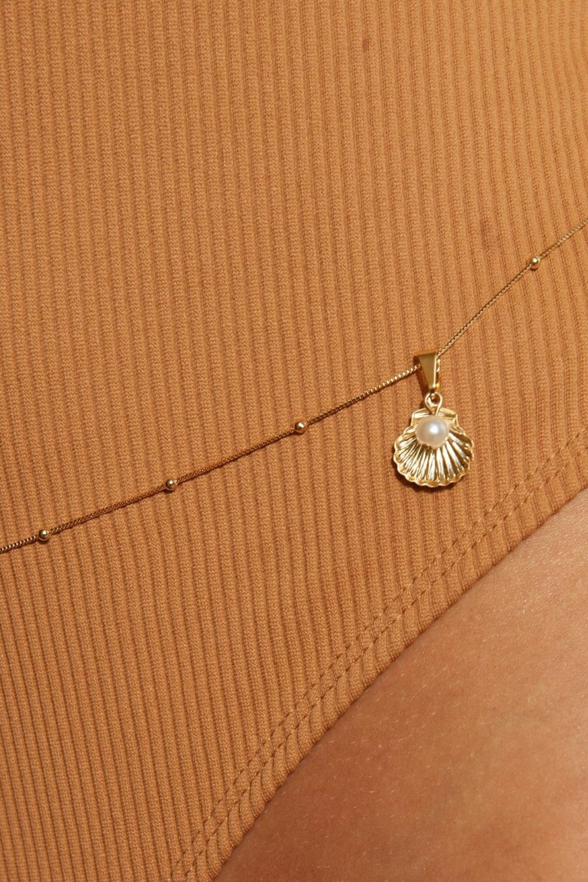 18k gold filled seashell & pearl belly chain