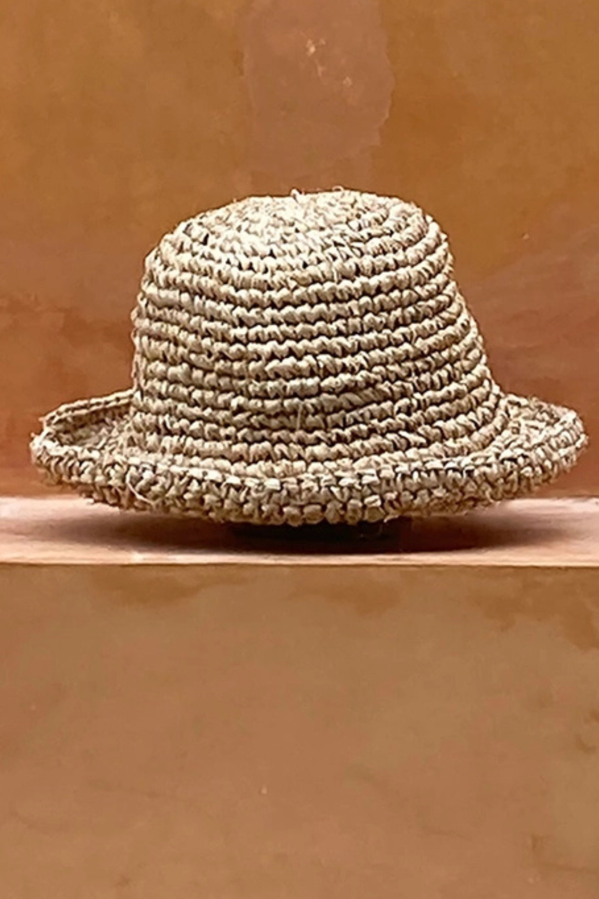 raffia crochetted bucket hat 