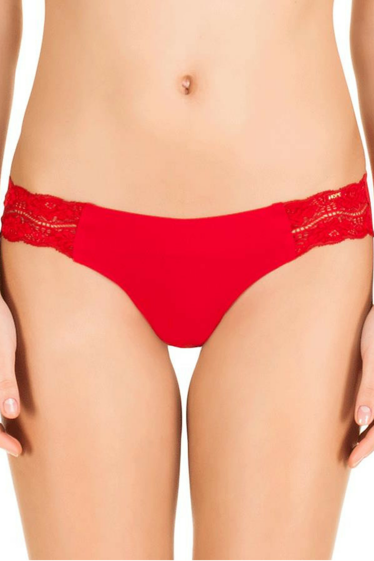Red Brazilian Seamless Panty with Lace Detail