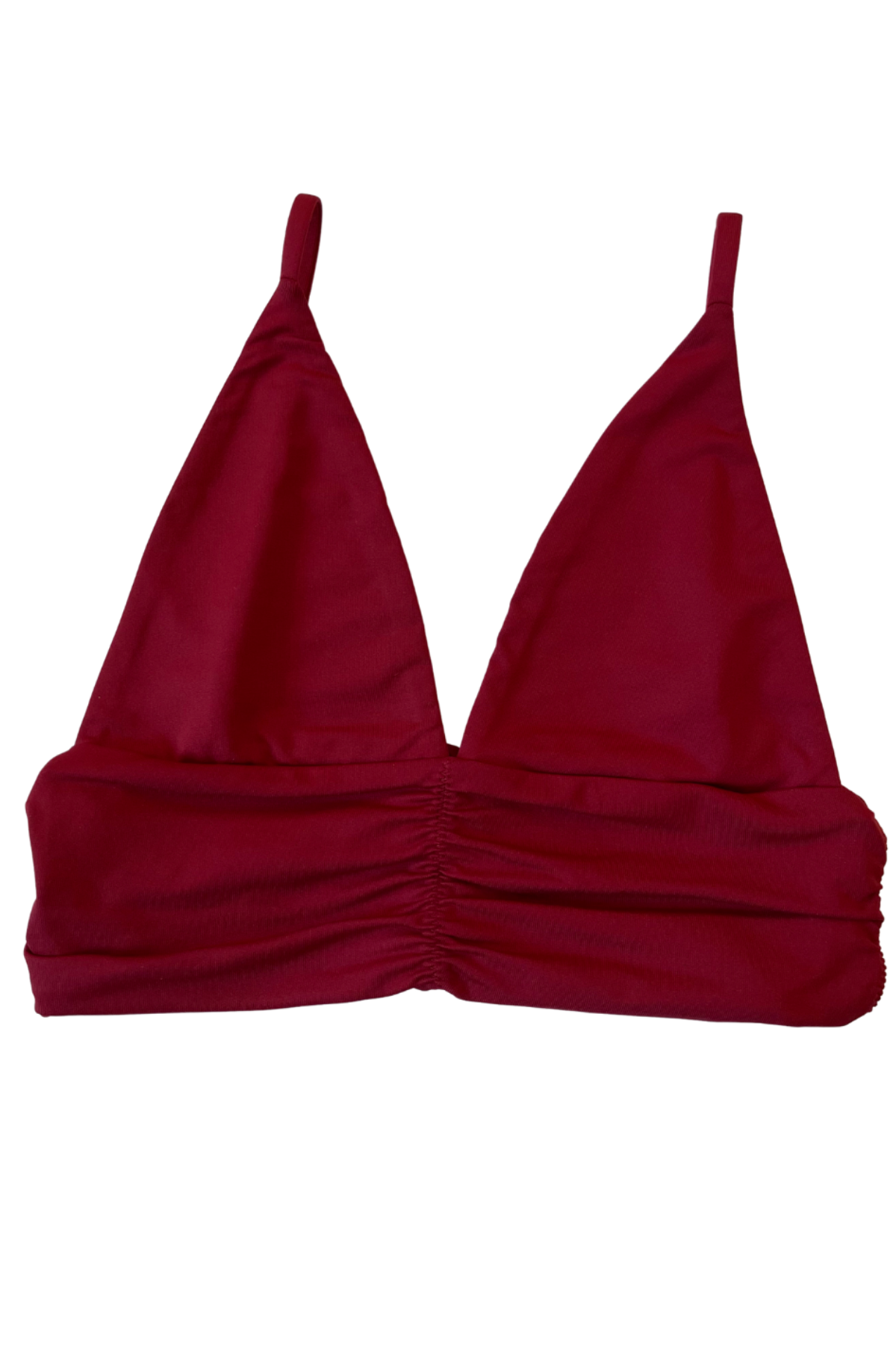 burgundy triangle supportive bikini top