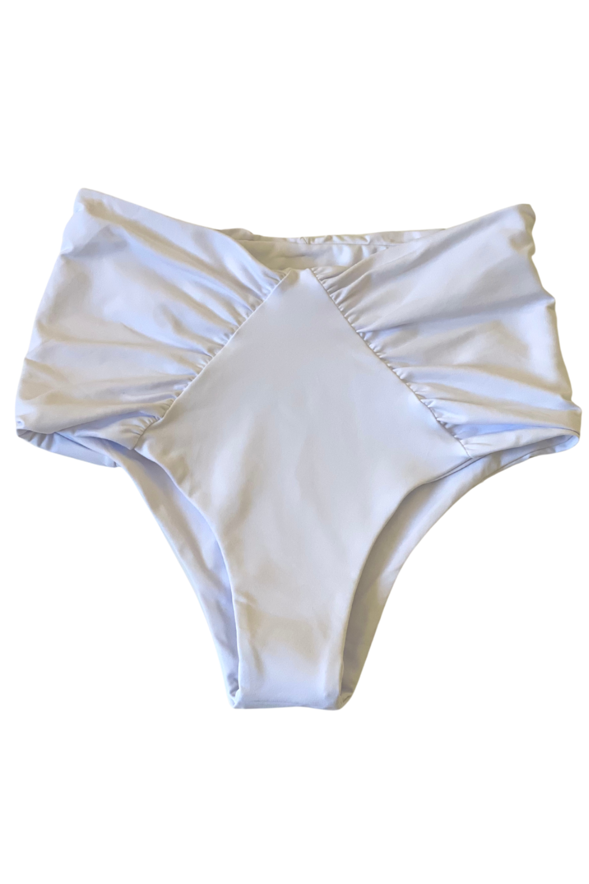 white high waist side rushing bikini bottoms brazilian