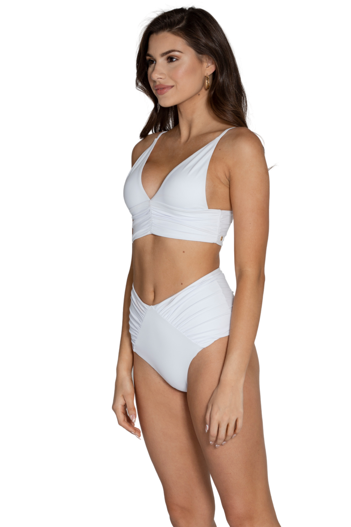 high waist white Brazilian cheeky bikini bottoms