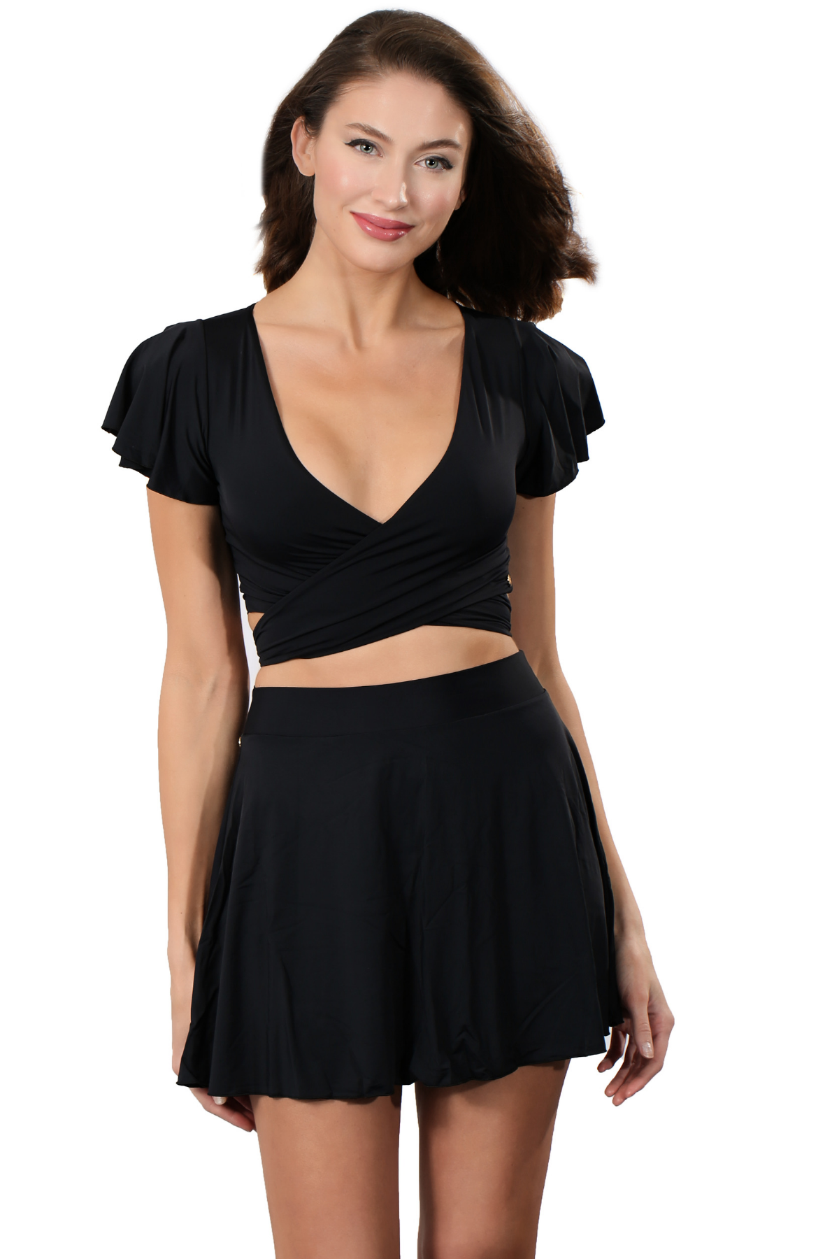 black waterproof beachwear skirt