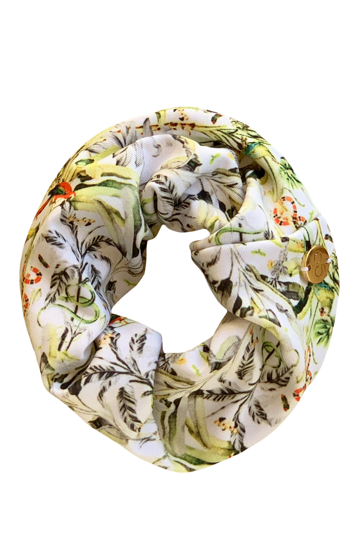 Floral patterned scrunchie on a white background
